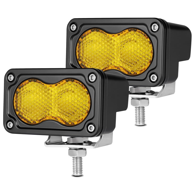 Auto Power Plus 3 Inch LED Pod Light Yellow 2Pcs 40W Off Road Driving Rear Chase Lights Bright LED Work Cube Lights Waterproof Backup Yellow Fog Light Bar for Truck Pickup ATV UTV SUV Motorcycle Boat